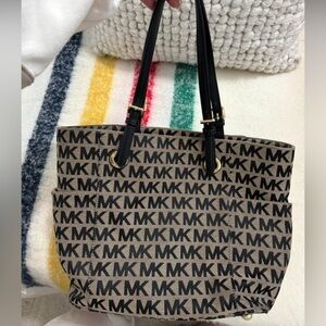 Michael Kors Monogram Black and Brown Tote